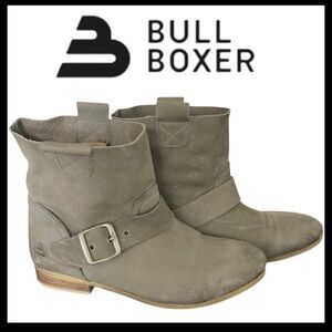 Bullboxer Grey Leather Slouch Buckle Ankle Boot (40)